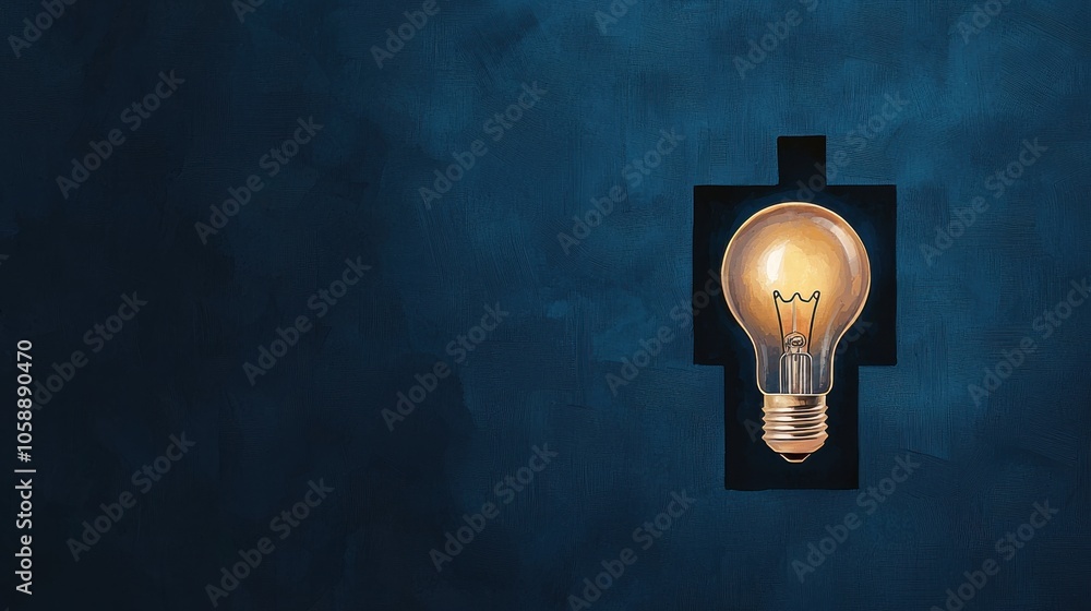 Poster lightbulb illuminating exit in a dark maze