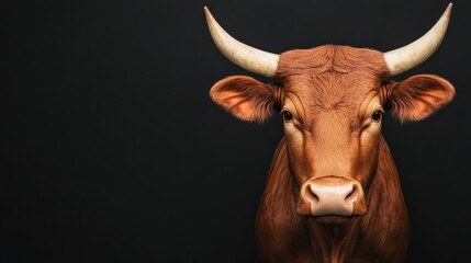 Naklejka premium Intense Bull with Bold Gaze and Prominent Horns