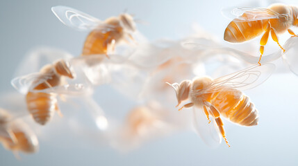 Fototapeta premium Bee net glass art work inistallation in pastel colors