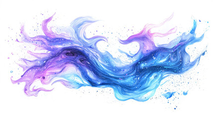 Swirling energy soft ethereal beams in shades of blue and purple isolated on white background.