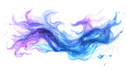 Swirling energy soft ethereal beams in shades of blue and purple isolated on white background.