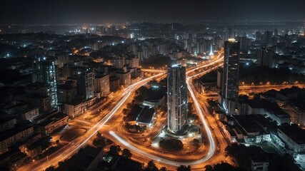 Obraz premium Long exposure image of a city