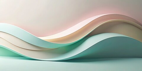 Tranquil Abstraction of Shapes in Pastel Colors - Serene Pastel Hues, Soft Curves, Minimalist Design, Abstract Art, Peaceful Composition, Modern