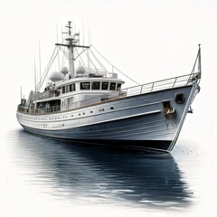 Obraz premium an illustration of a boat isolated centrally with plain white background. Graphic design resource with copy space and no people.