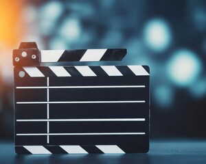 Close-Up of Film Clapperboard on Movie Set