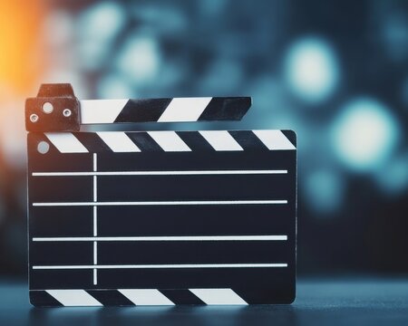 Close-Up of Film Clapperboard on Movie Set