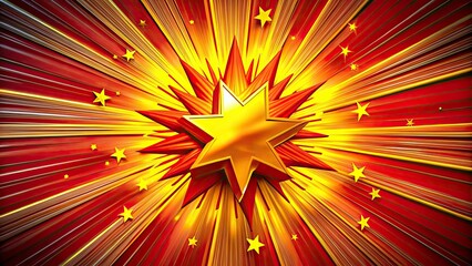 Obraz premium Vibrant Comic Explosion with Yellow Starburst and Red Background for Dynamic Action Themes