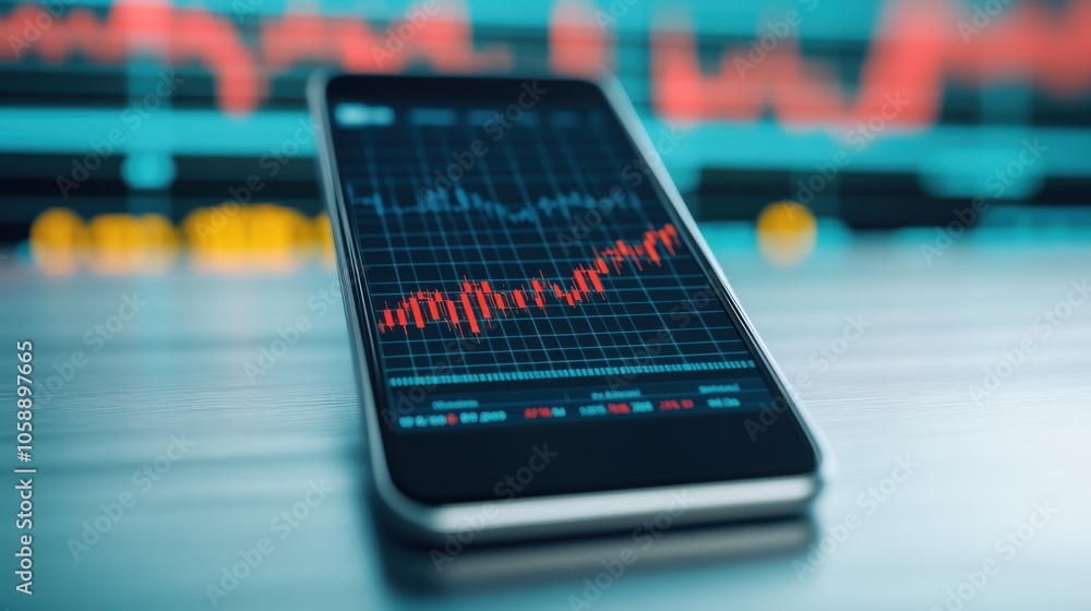 Poster smartphone displaying cryptocurrency data chart
