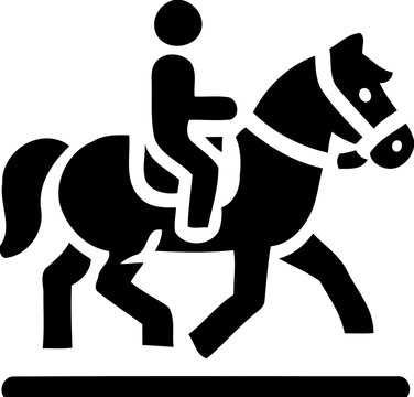 Silhouette of person riding a horse, equestrian and outdoor activity icon, horseback riding illustration
