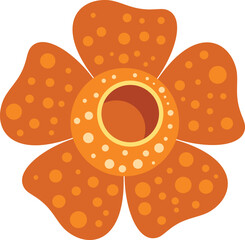 Vector illustration of a rafflesia arnoldii flower blooming, showing its petals and hole