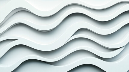 Obraz premium Abstract design featuring layered white wavy shapes creating a three-dimensional pattern for a modern and minimalistic background.