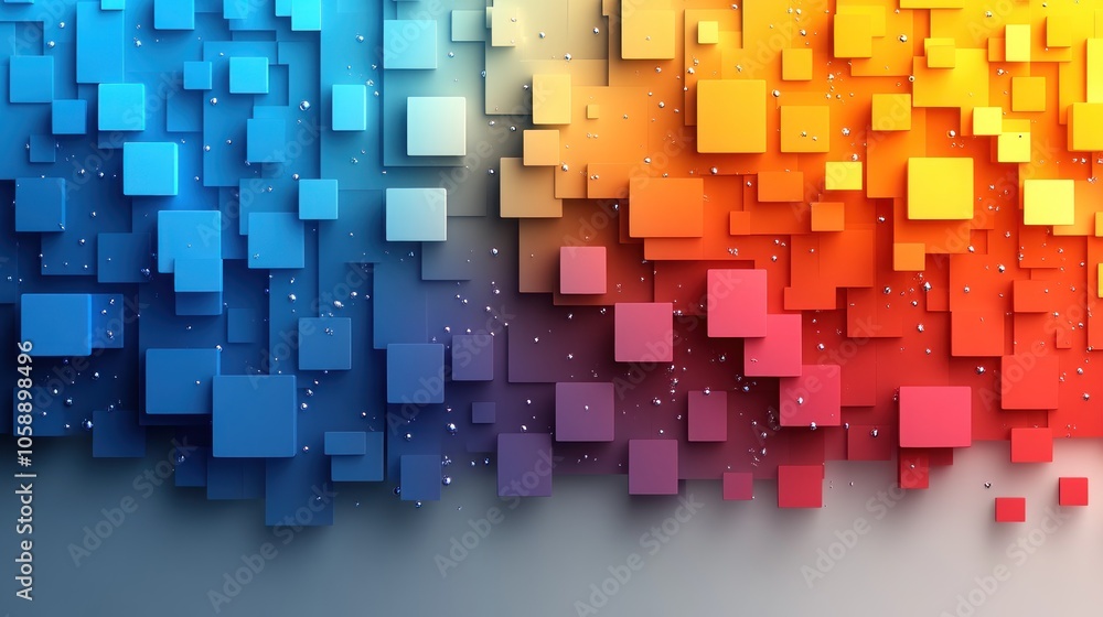 Poster Abstract Colorful 3D Cube Background