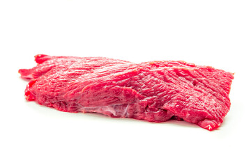 Obraz premium Raw beef meat isolated on white background. Food concept