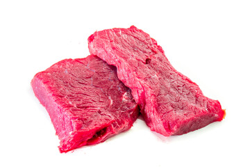 Raw beef meat isolated on white background. Food concept