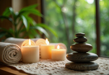 spa still life with bamboo