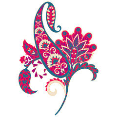 Obraz premium Paisley Floral oriental ethnic Pattern. Vector Damask Ornament