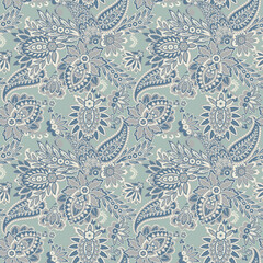 Vector seamless paisley pattern. Vintage flowers background. Decorative ornament backdrop for fabric, textile, wrapping paper, card, invitation, wallpaper, web design
