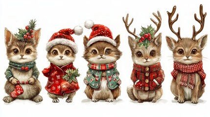 Adorable Baby Animals Dressed in Festive Christmas Outfits and Accessories