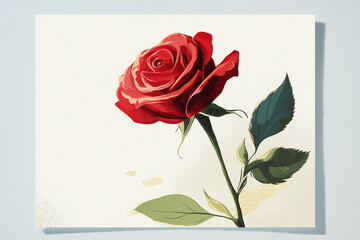 Elegant greeting card design with red roses and gold accents