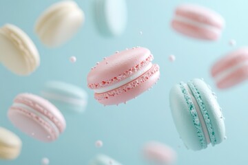 Obraz premium Macarons Flying Through Air
