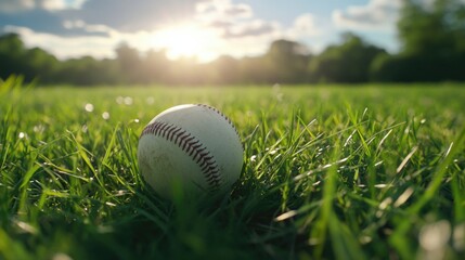 Baseball on Green Field