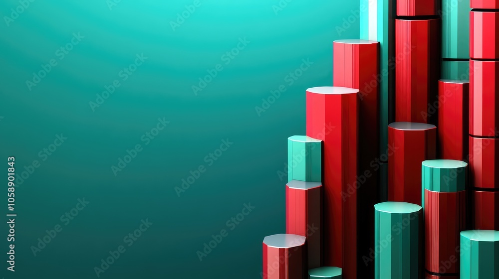 Poster colorful 3d bar graph with soft background