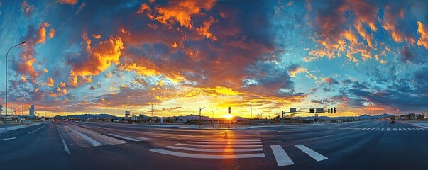 Stunning sunset over the horizon, with vibrant colors and dramatic clouds.
