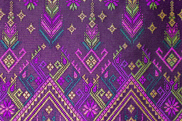 Pictures of Thai fabric pattern concept Thai culture style look beautiful.