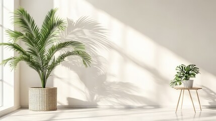 Fototapeta premium Lush Green Plants in Bright Sunlit Room