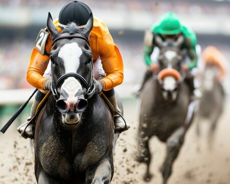 Intense Horse Race Nearing the Finish Line