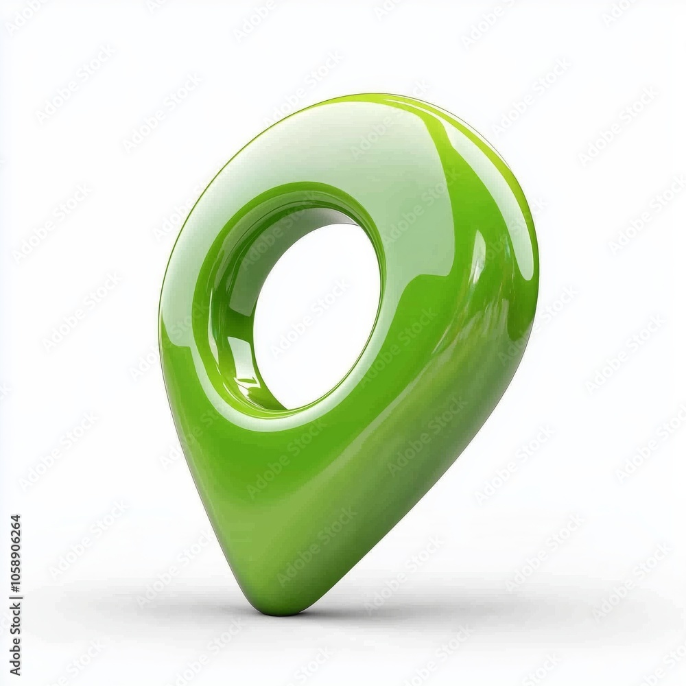 Poster abstract green location pin icon in 3d glossy style with modern design on white background .