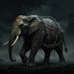 Fototapeta premium elephant in the rain