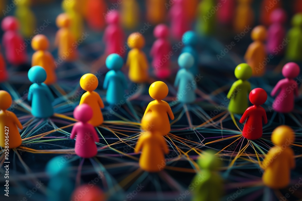 Poster abstract network connection with colorful figures.
