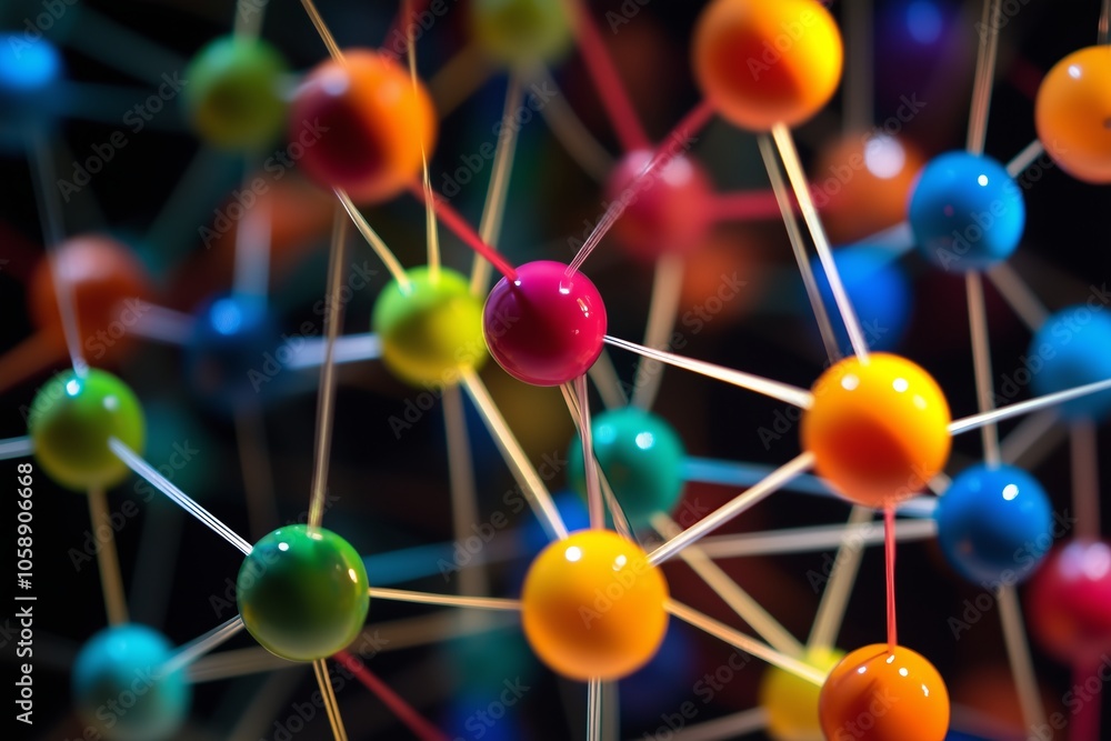 Poster abstract network connection with colorful figures.
