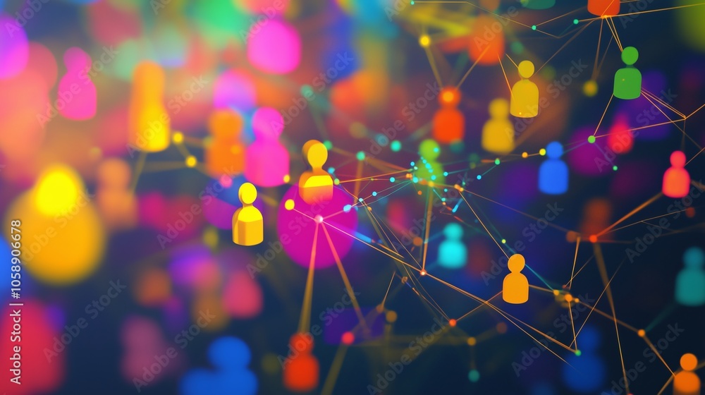 Poster abstract network connection with colorful figures.