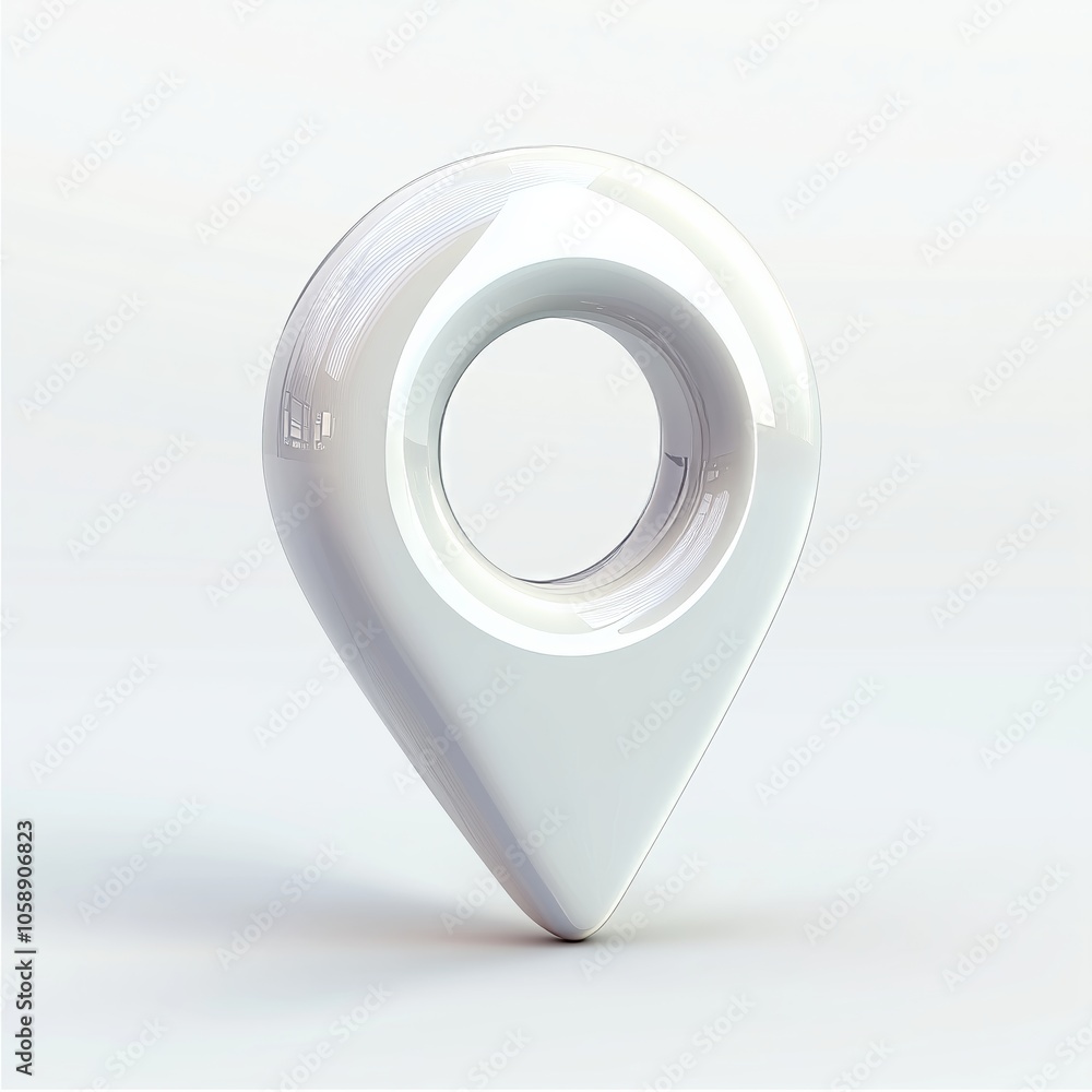 Poster abstract white location pin icon in 3d glossy style with modern design on white background .