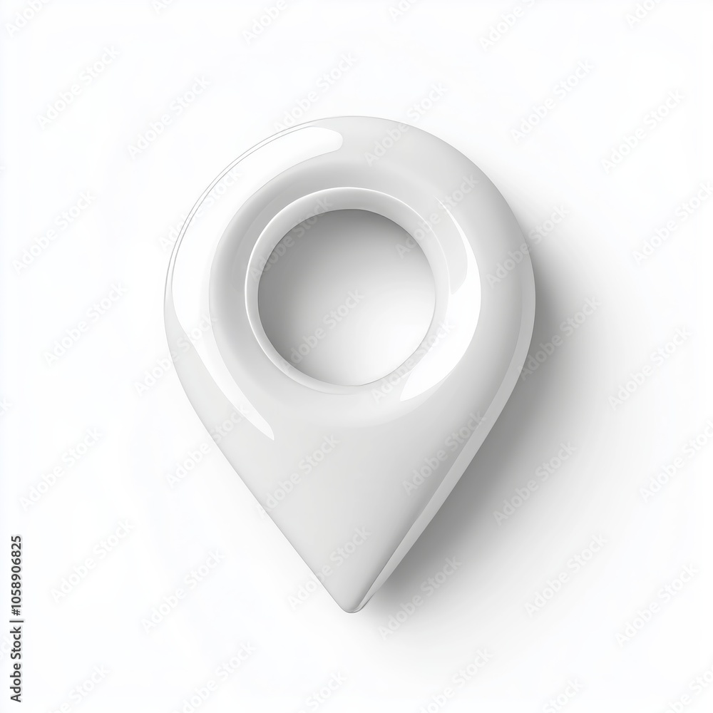 Poster abstract white location pin icon in 3d glossy style with modern design on white background .