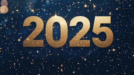 Classic Blue Background with Bold Shiny 2025 Numbers