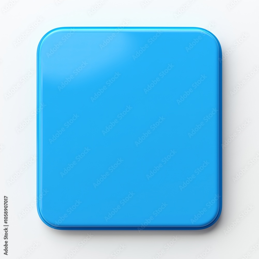 Aufkleber blank mobile application icon, button - blue square with round corners. 3d rendering, white backgrou