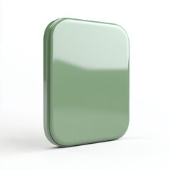 Blank Mobile application icon, button - green square with round corners. 3d rendering, white background 
