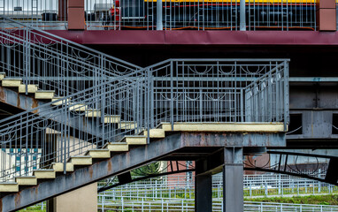 View of the concrete stairs with platforms.