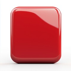 Blank Mobile application icon, button - red square with round corners. 3d rendering, white background 