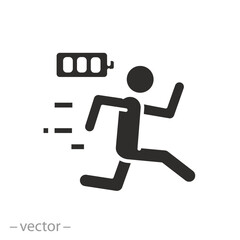 positive or power human, happy person icon, charged  battery energy, high charge, good workplace, leader, flat vector illustration