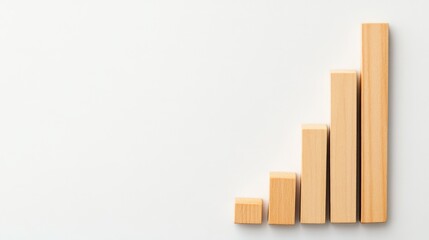 Fototapeta premium Minimalist Growth Chart with Wooden Blocks on White Background