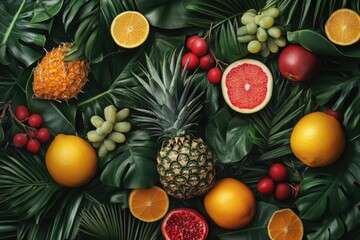 Tropical fruit arrangement with pineapple