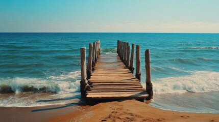 Wooden pier stretching into ocean