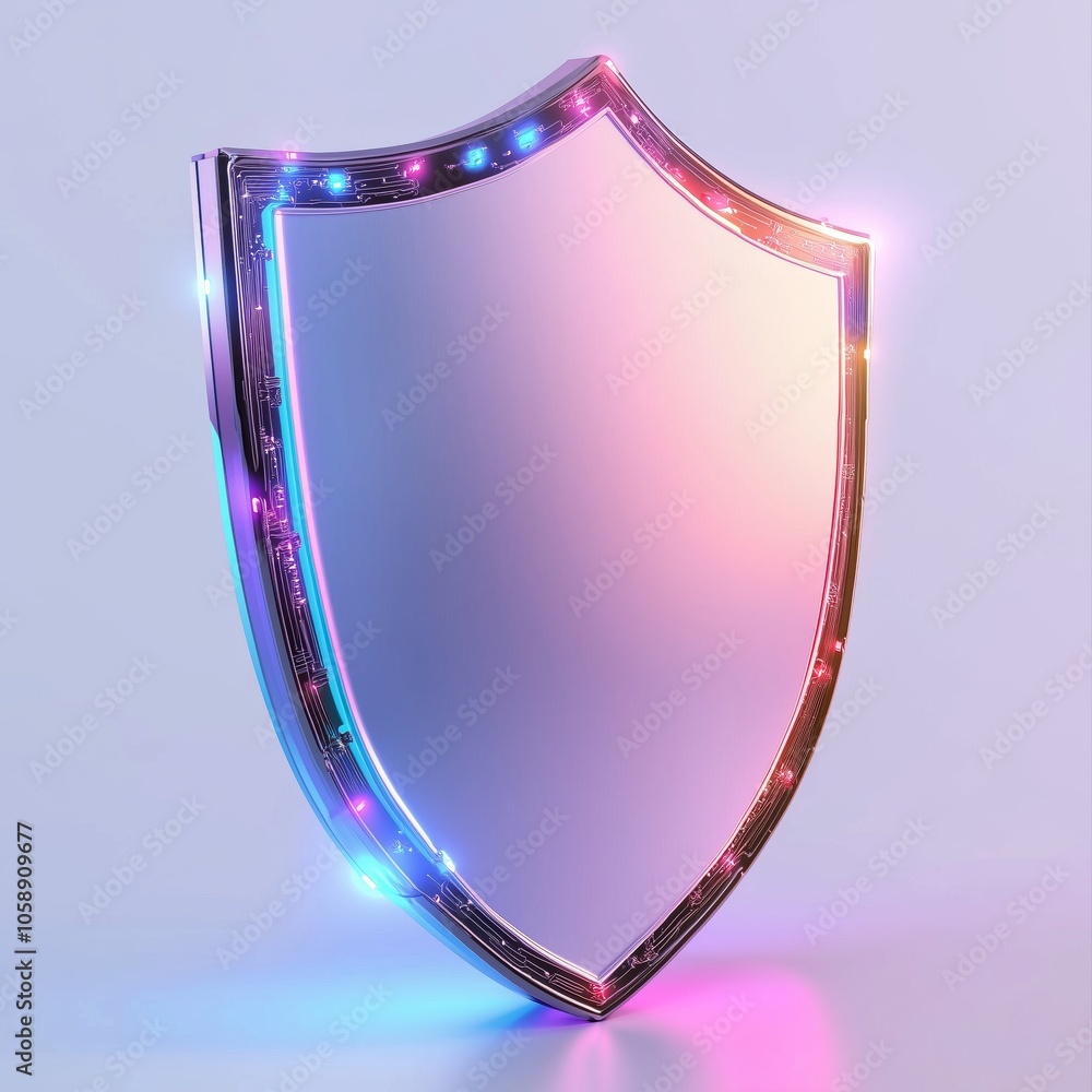 Poster cyber security safety shield in minimalistic style. 3d vector illustration. white backgroundcyber se