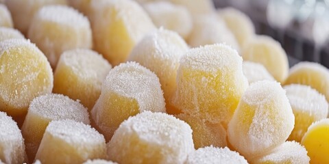 Frozen potatoes are kept in a way that maintains their nutritional quality, ensuring they deliver the best possible nutrients. Frozen potatoes preserved for optimal nutrition.