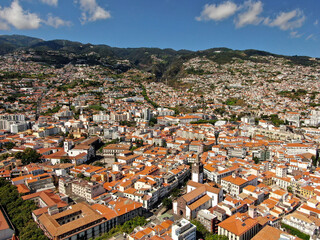 Aerial view of the city of Funchal, the capital of the island of Madeira