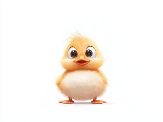 Obraz premium Cute and Fluffy Cartoon Duck Character with Rounded Plump Body and Chubby Expression